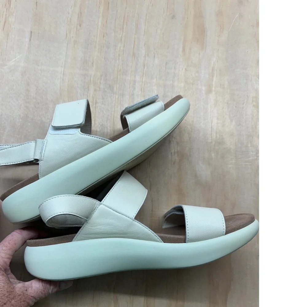 Alegria‎ Bailee Cream Leather Platform Sandals Womens 42 BAI-609 Rocker Sole